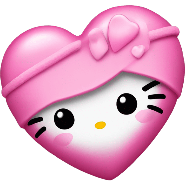 Pink heart with hello kitty with lether n emoji