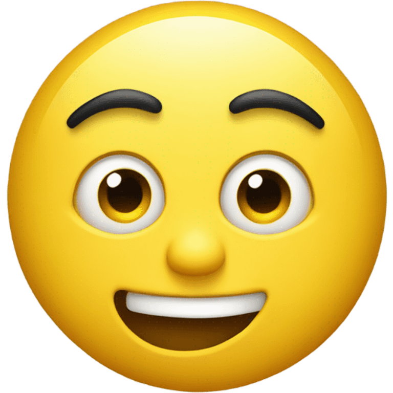 Regular yellow emoji looking from a side view one eye on the far left with a straight faced mouth looking at us emoji