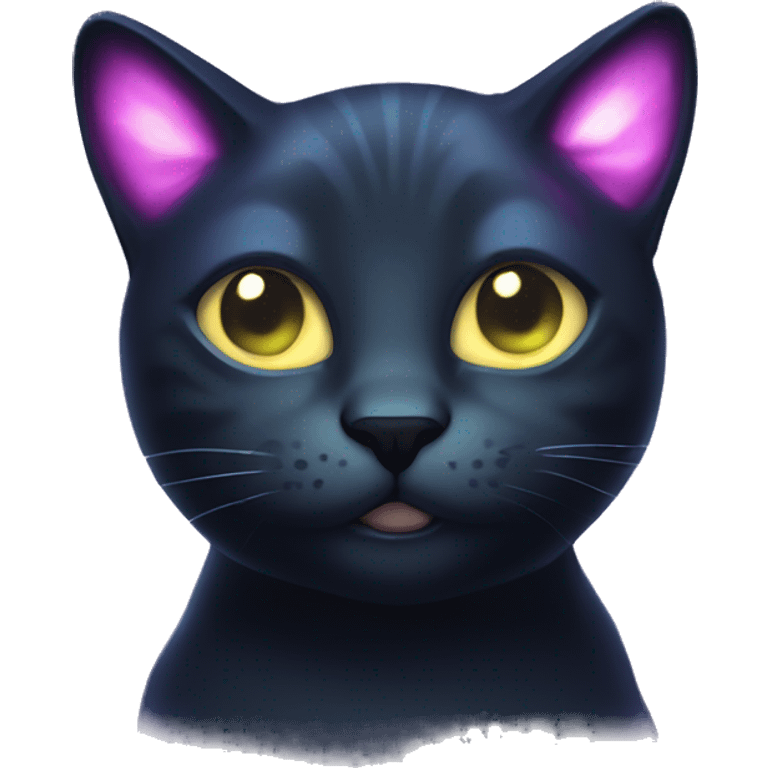 Dark iridescent cat glowing emoji