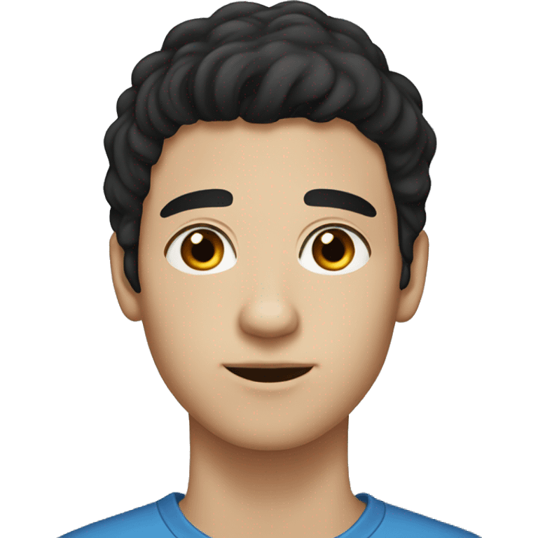 A 19-year-old man with black hair, brown eyes and white skin emoji