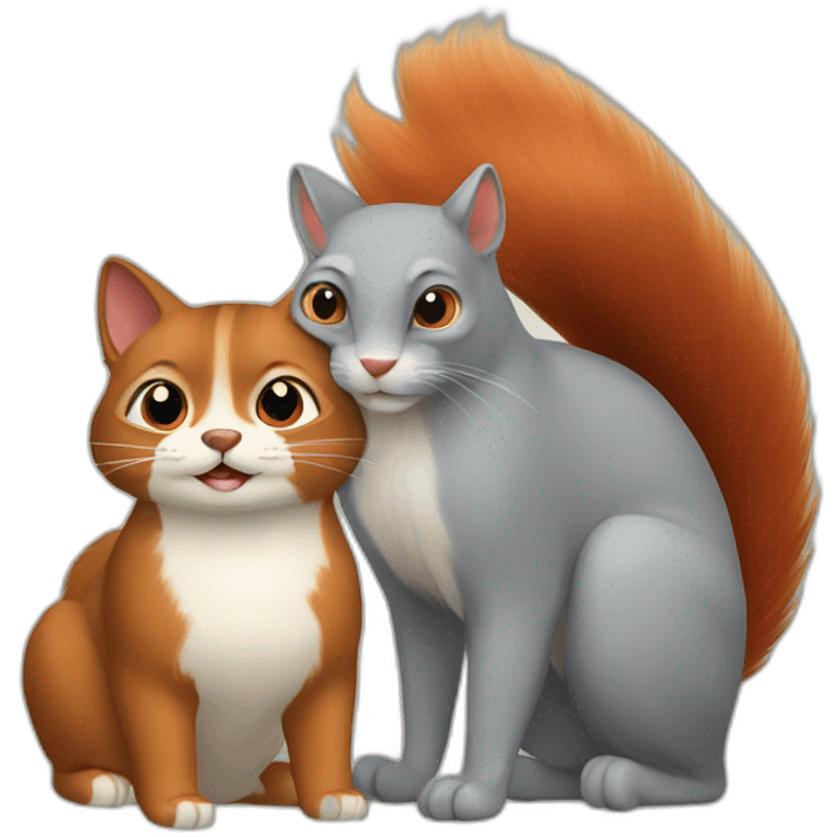 grey cat and red squirrel emoji