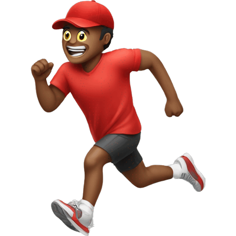 guy running with a red hat emoji