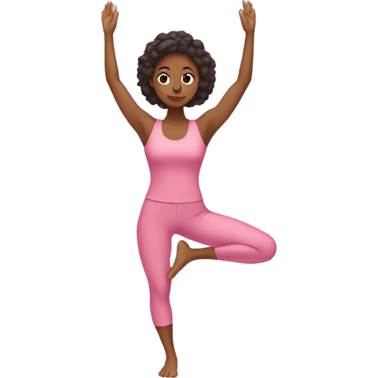 tan girl doing yoga in pink suit emoji