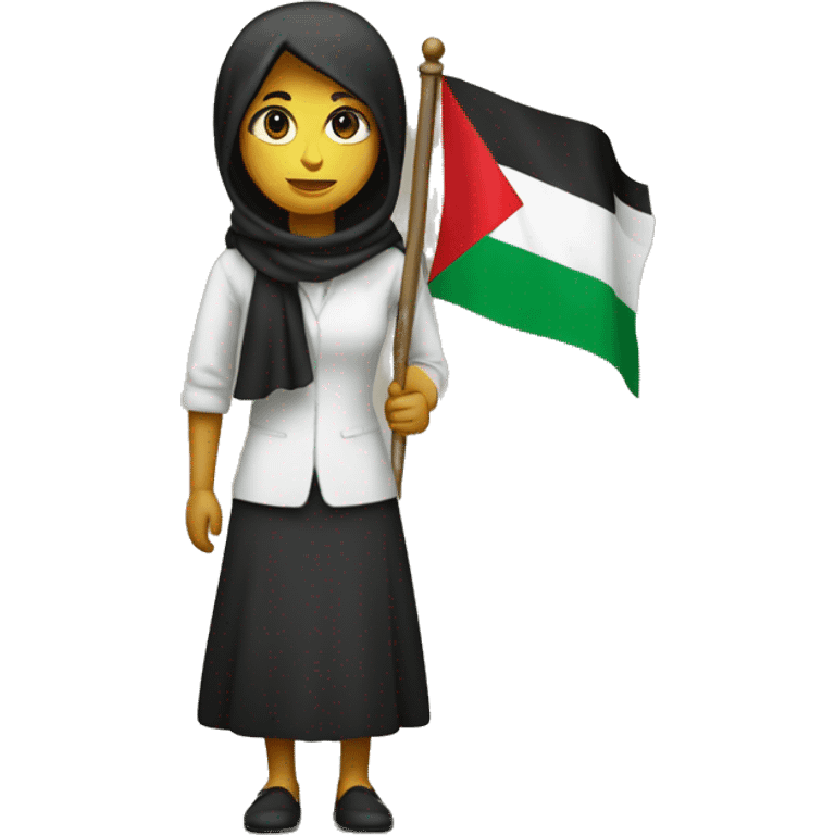 A standing woman holding palestijn flag emoji