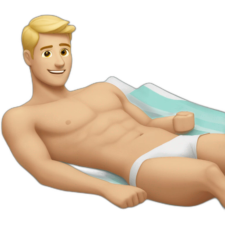 white man laying in sunbed emoji