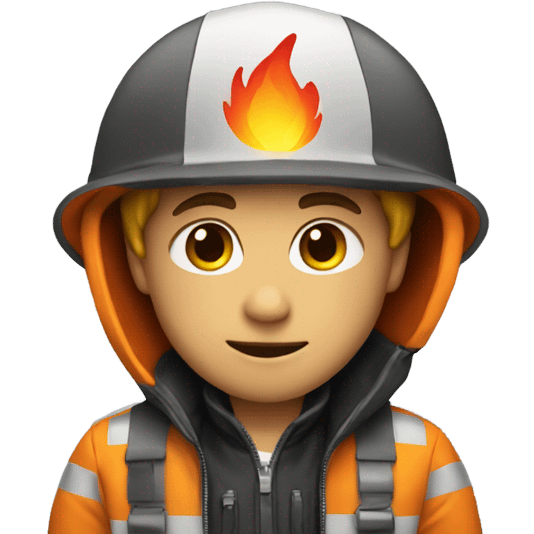 boy in jacket with fire helmet  emoji