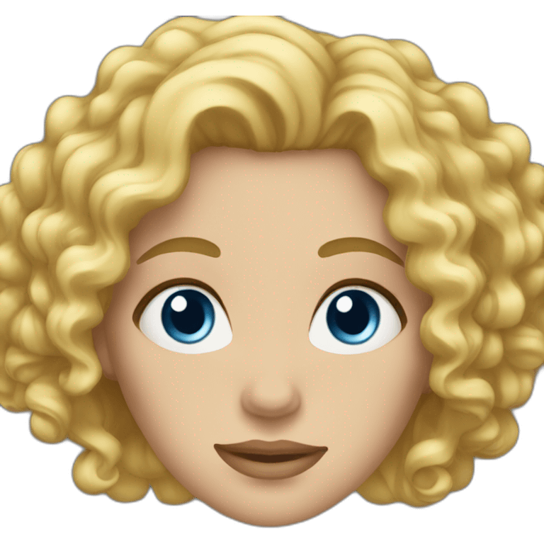 A woman with blond hair curly and blue eyes emoji