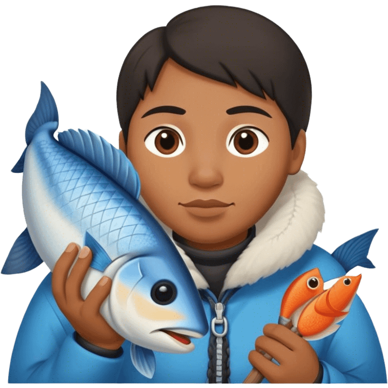 inuit with fish photrealistic emoji