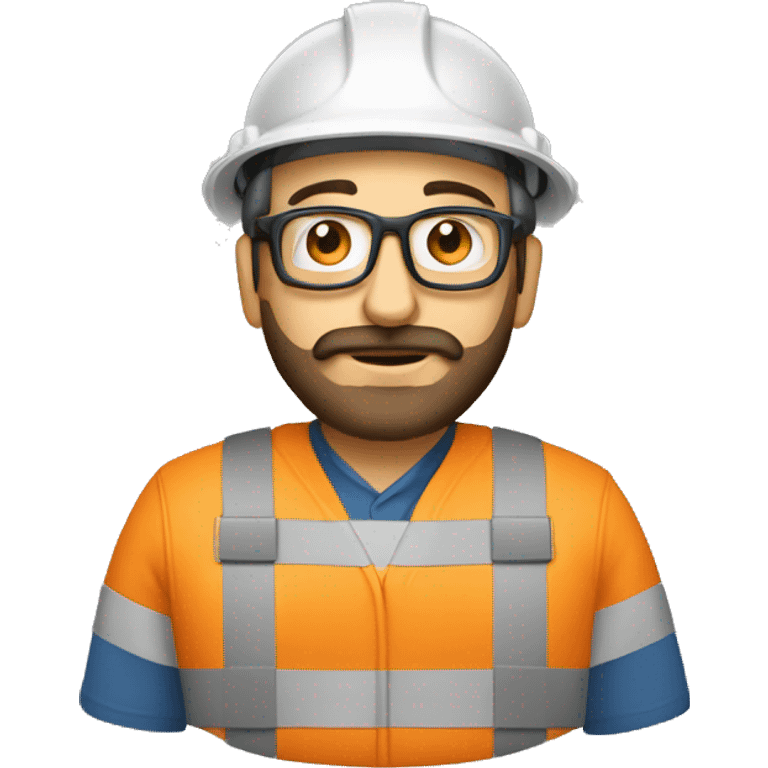 ingeniero con barba tez media y rulos en un moño emoji