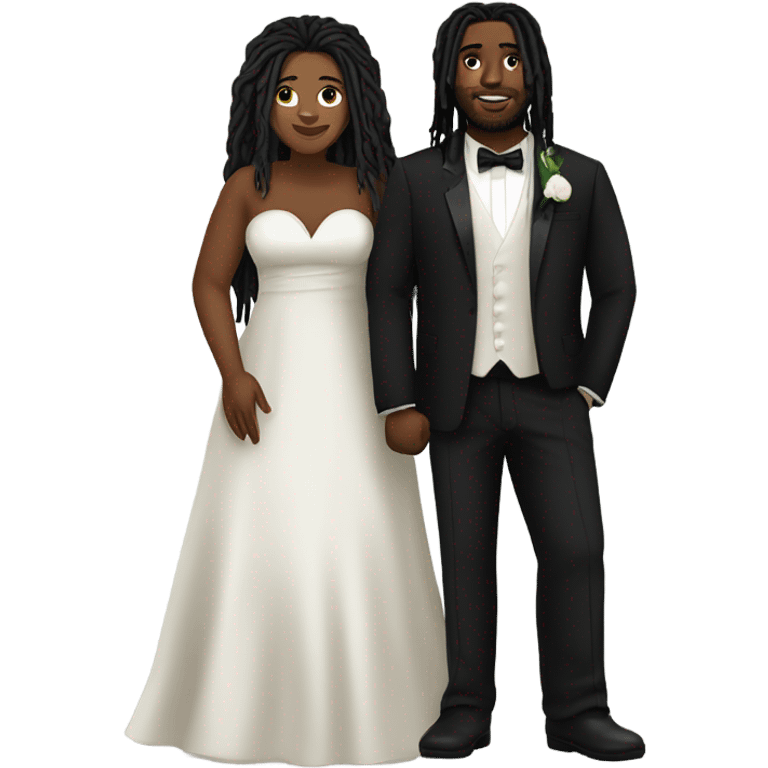 plus size man black couple with black dreadlocks, full body wedding emoji