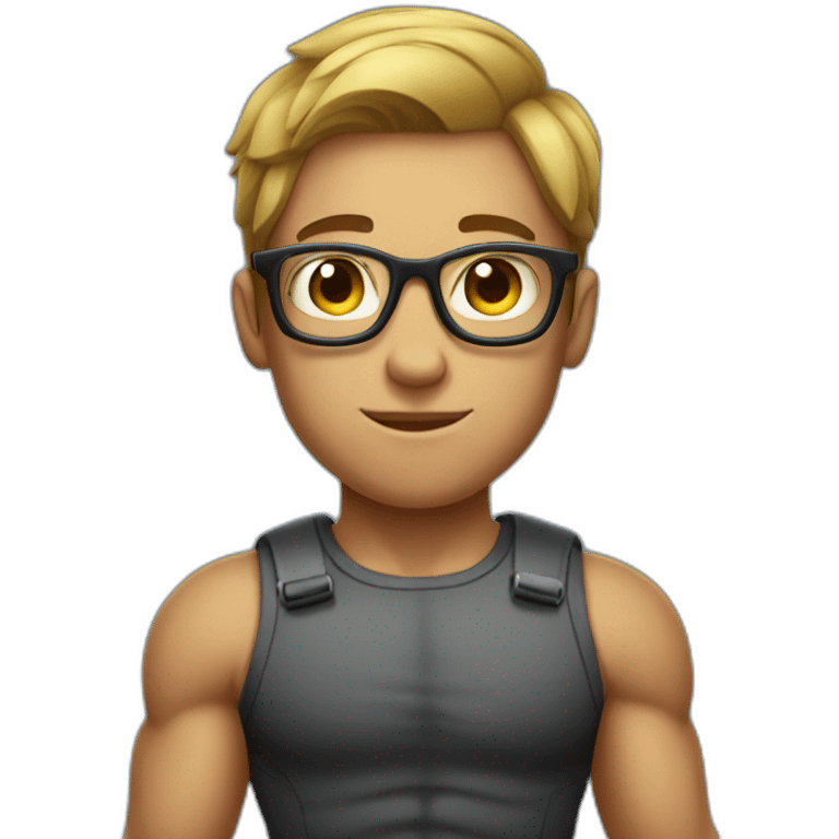 sleeveless boy with big bicep and wearing a glasses emoji