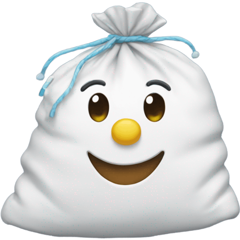 happy bag of snow emoji