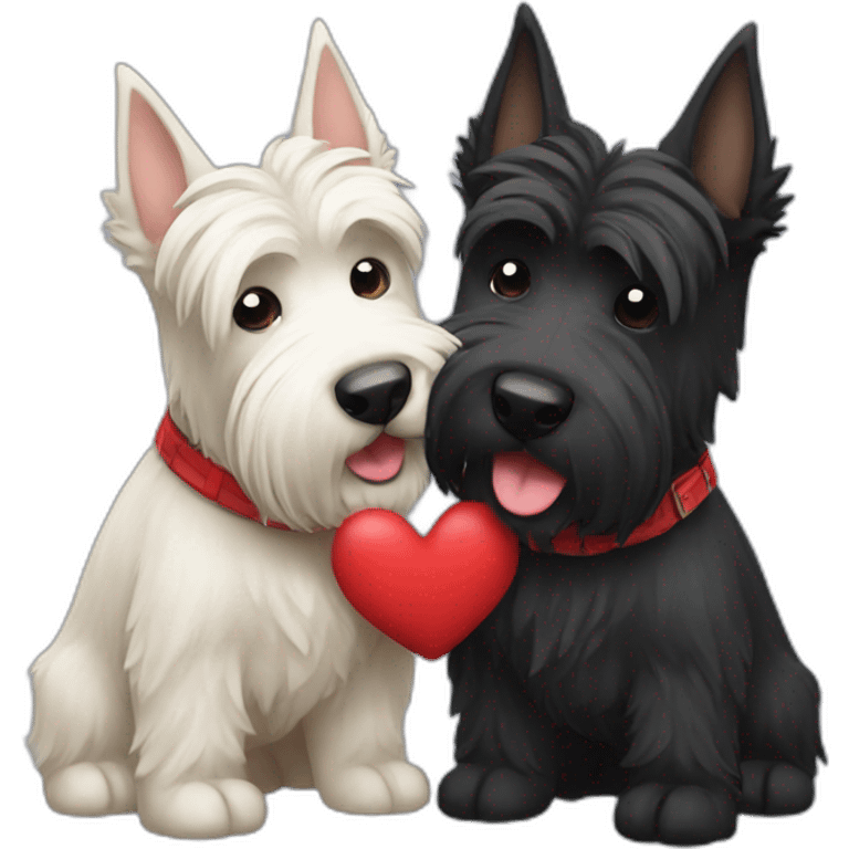 Two Scottish terrier kissing emoji