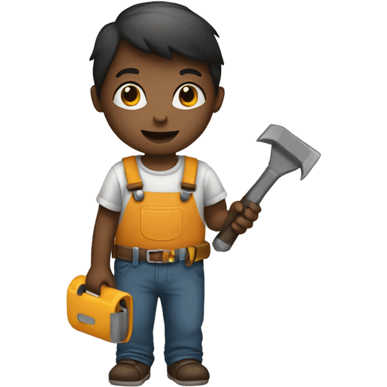 a child with a tool in his hands emoji