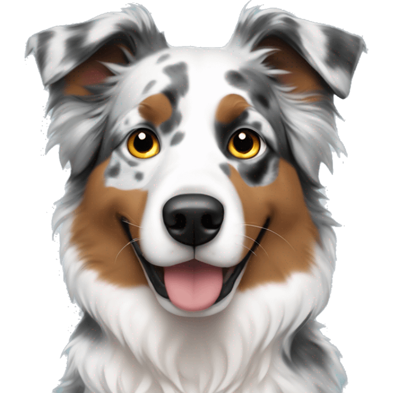 White man next to blue merle australian shepherd emoji