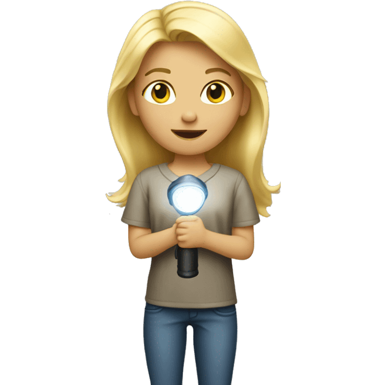 blond girl with a flashlight emoji