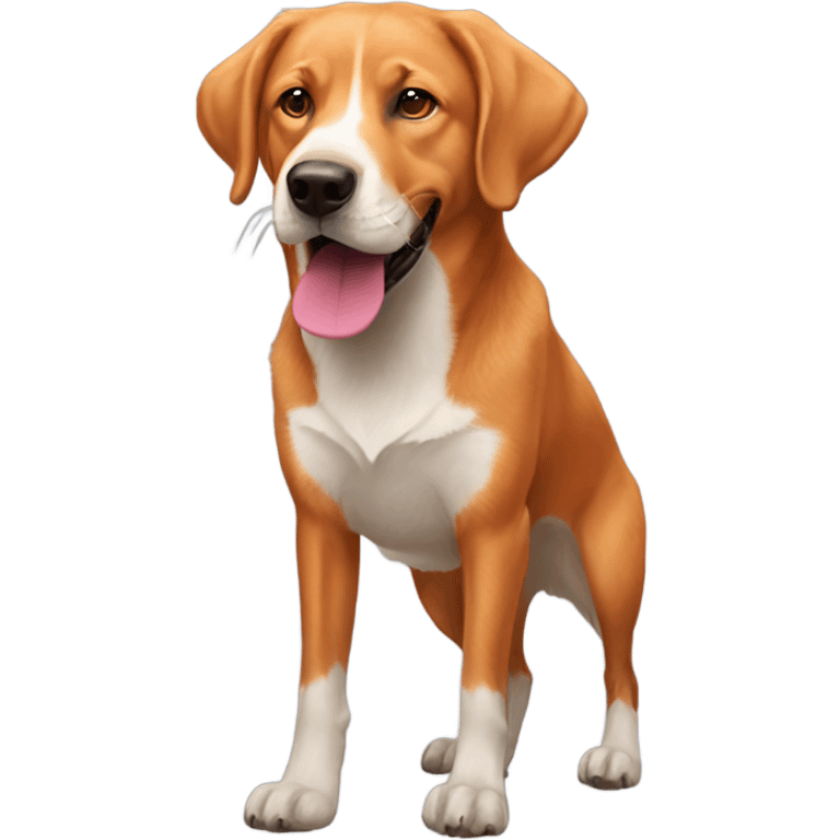 Fox red Labrador retriever holding ball emoji