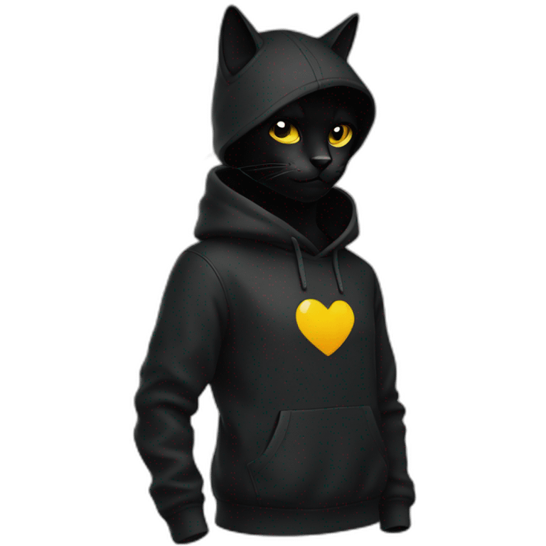 Chat noir avec un sweat emoji