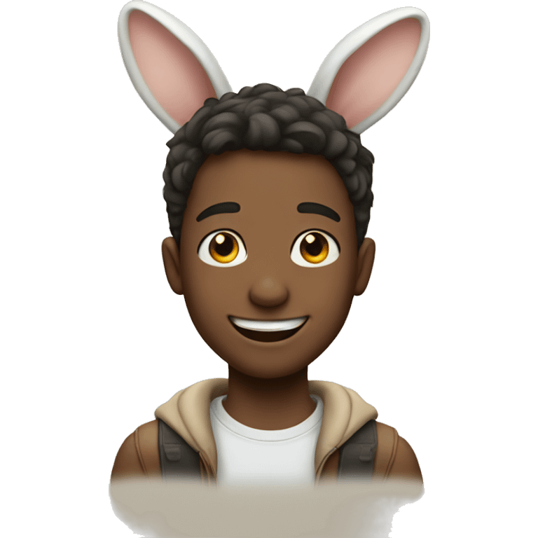 smiling boy with rabbit ears emoji