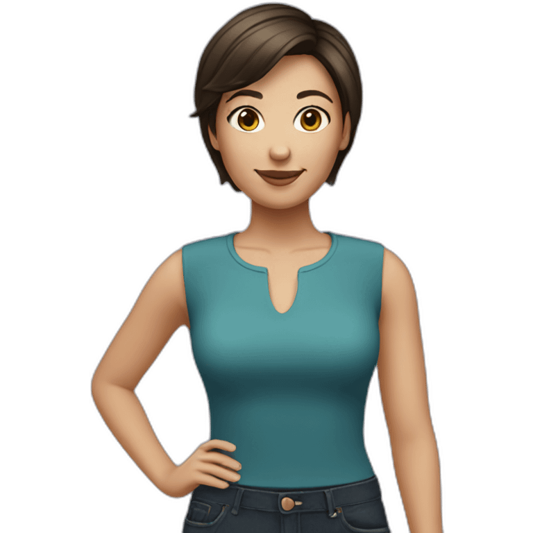 brunette girl with short hair emoji