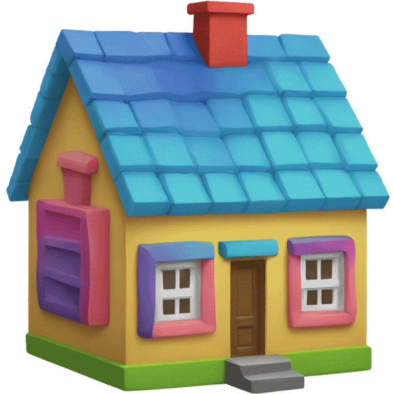 colorful toy block house emoji emoji