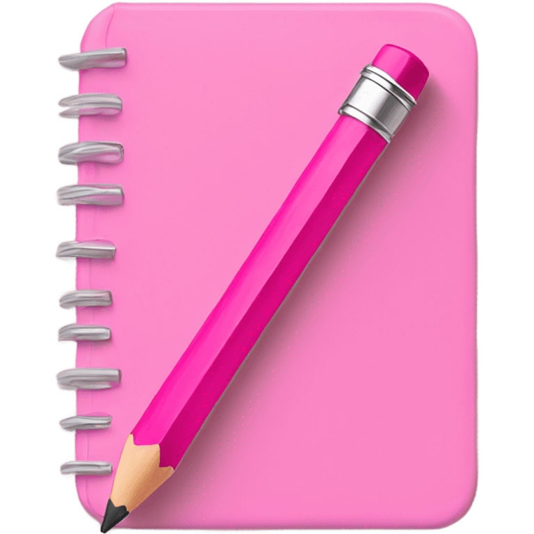 Pink pencil taking notes in pink notebook emoji