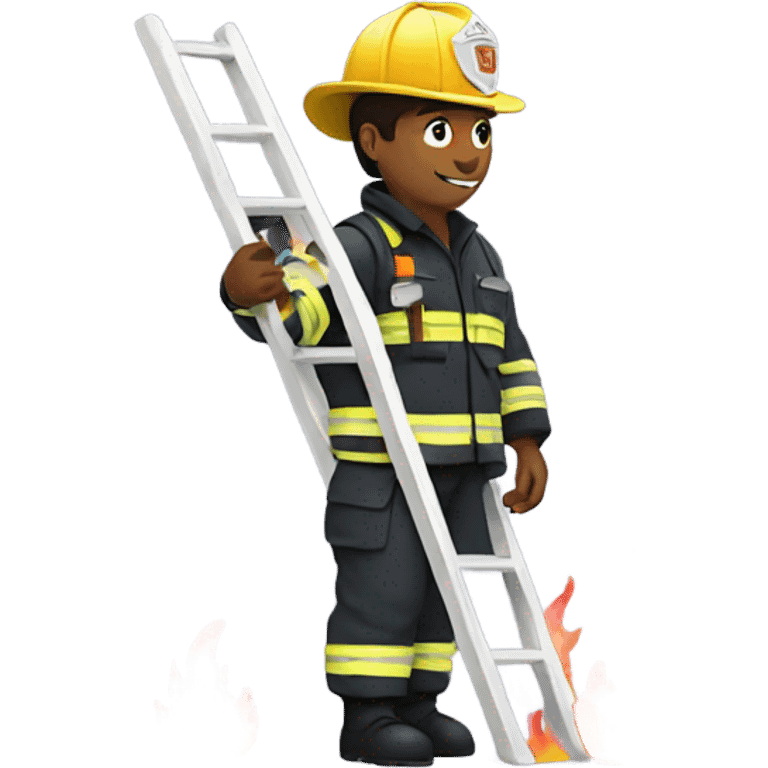 Fire fighter with a ladder getting a cat emoji