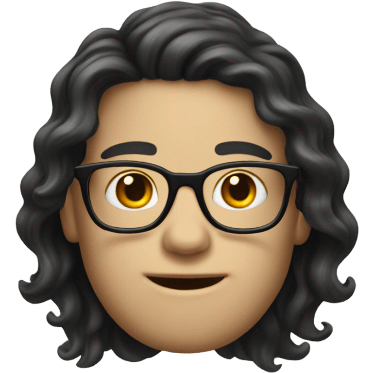 Long dark wavy hair white boy with glasses  emoji