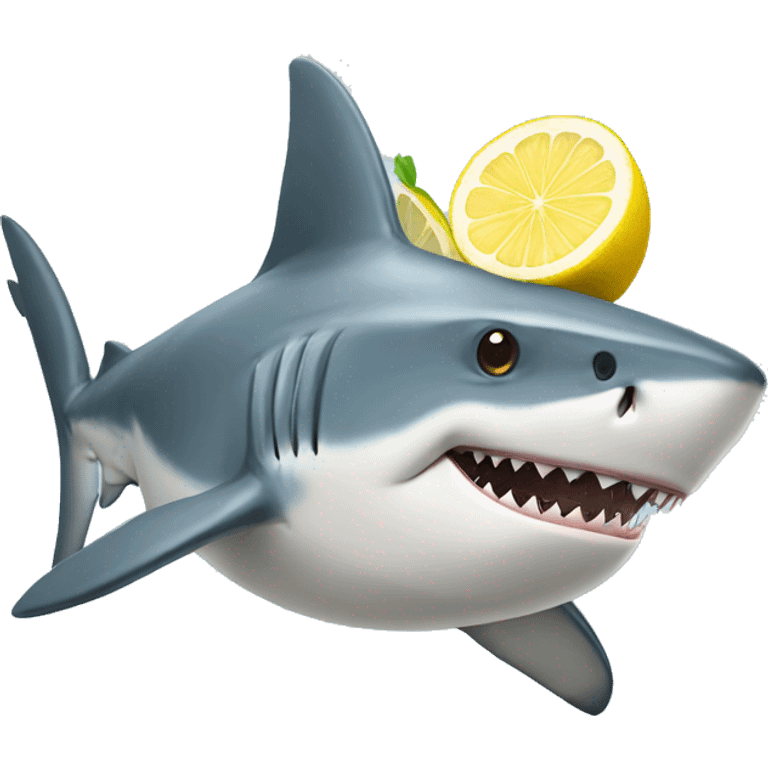 Shark with lemon on head emoji