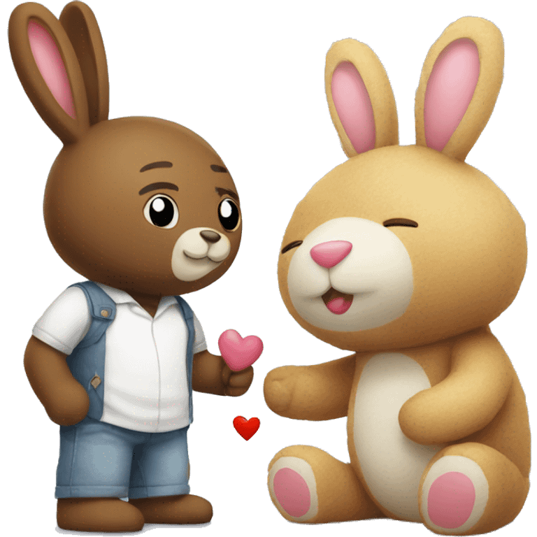 Teddy and bunny in love emoji