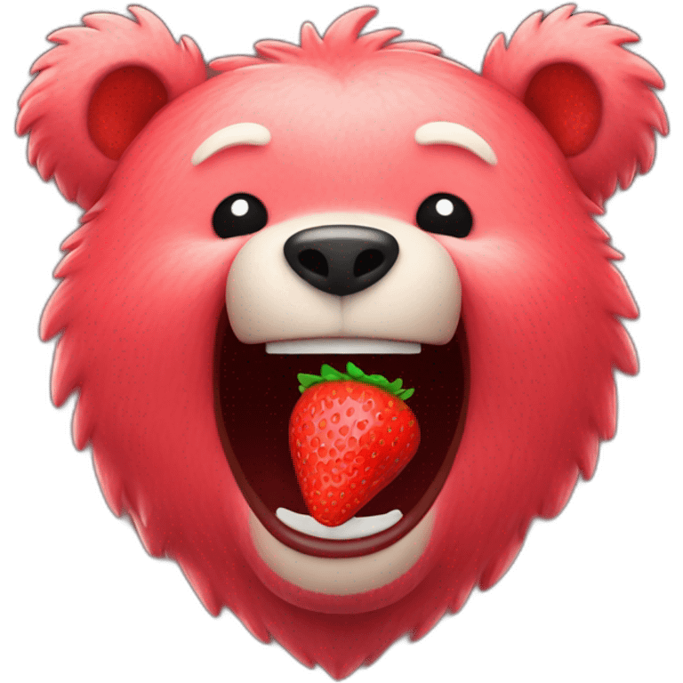 A happy bear with a strawberry texture emoji