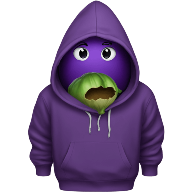 Eggplant wearing a hoody emoji