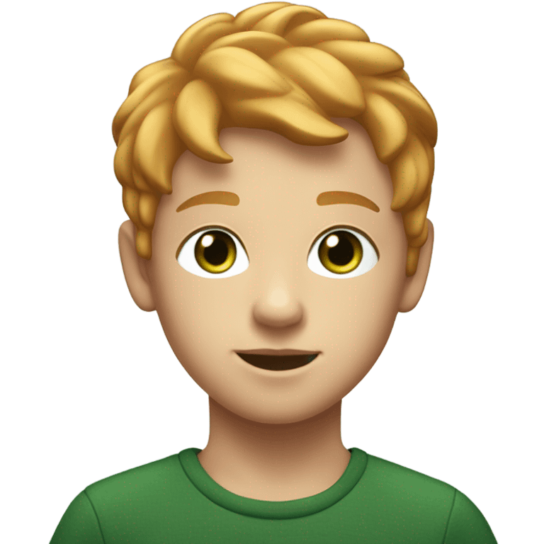 young Boy with green and short strawberry blonde hair  emoji