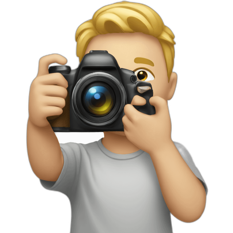 White Kid holding camera emoji