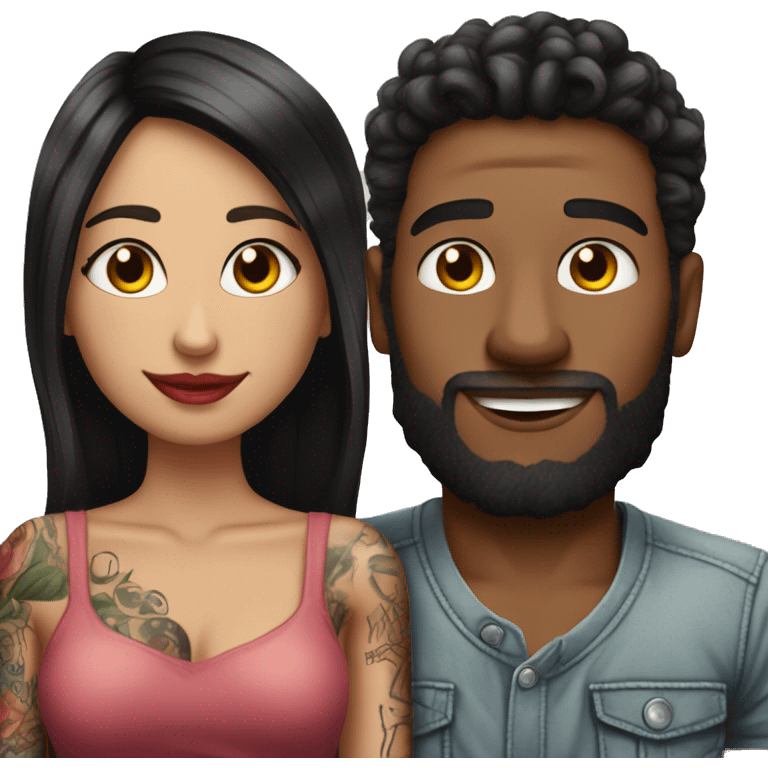 Romantic movie theater date for beautiful tattooed couple emoji