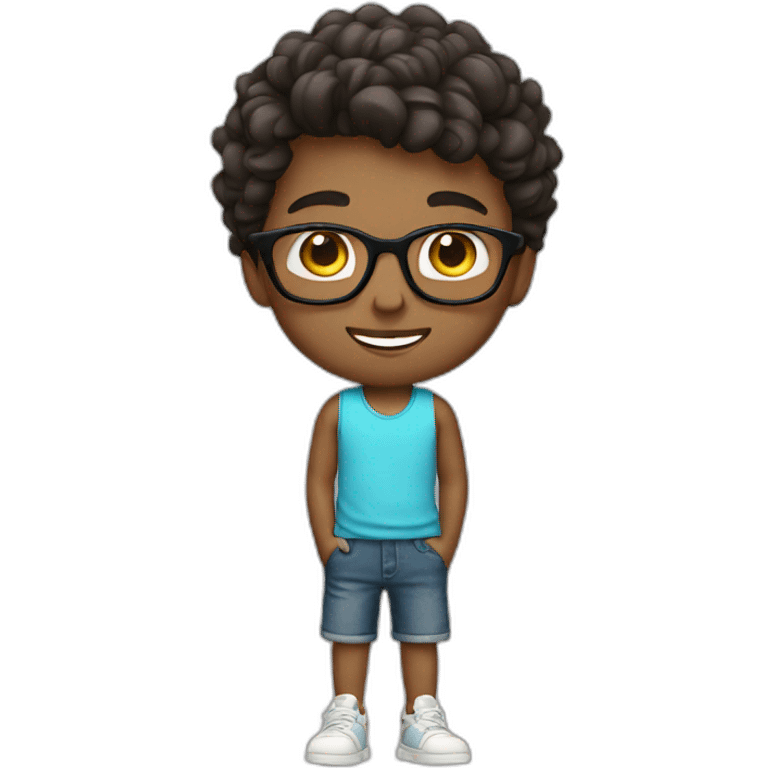 boy wearing shorts and glasses emoji