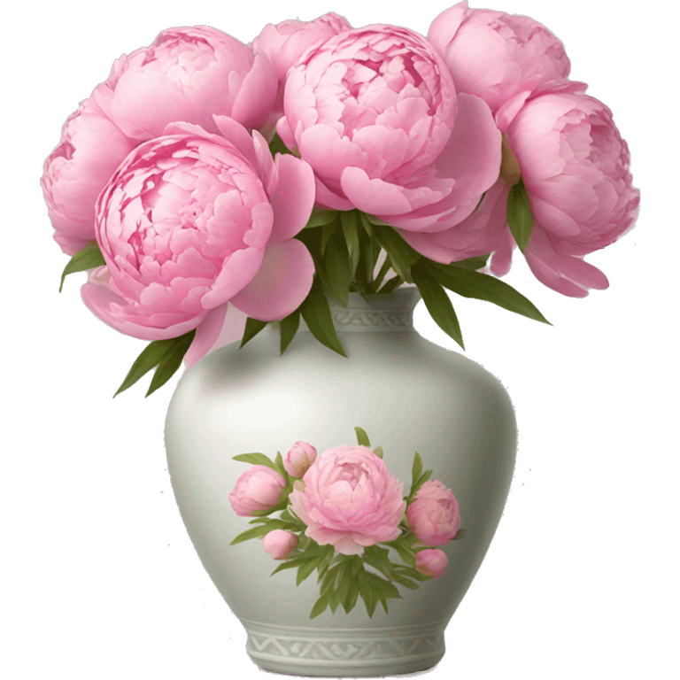 Pink peonies bouquet in vase emoji