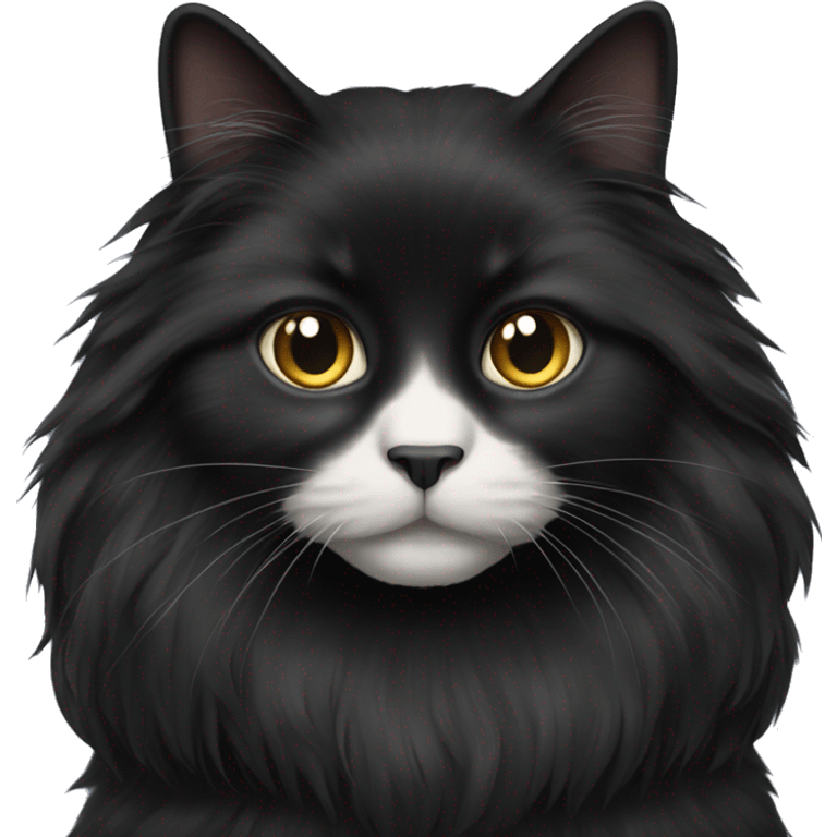 Black long haired cat emoji