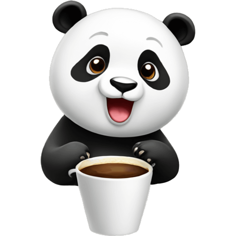 Panda with coffe emoji