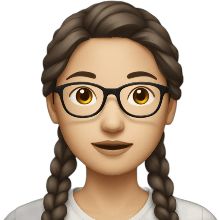 Brown-hair, young-woman, asian, with glasses emoji