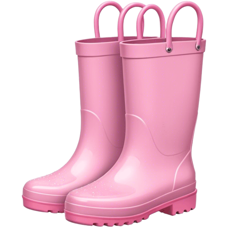 Kids light pink rain boots emoji