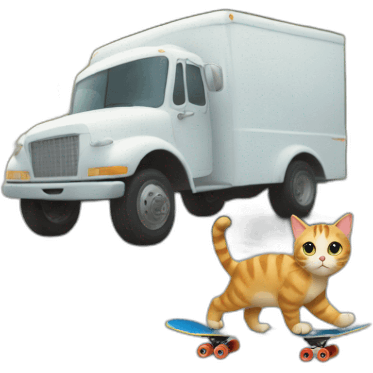 Cat on a skateboard chasing a milk truck emoji