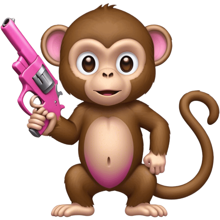 A monkey holding a pink gun emoji