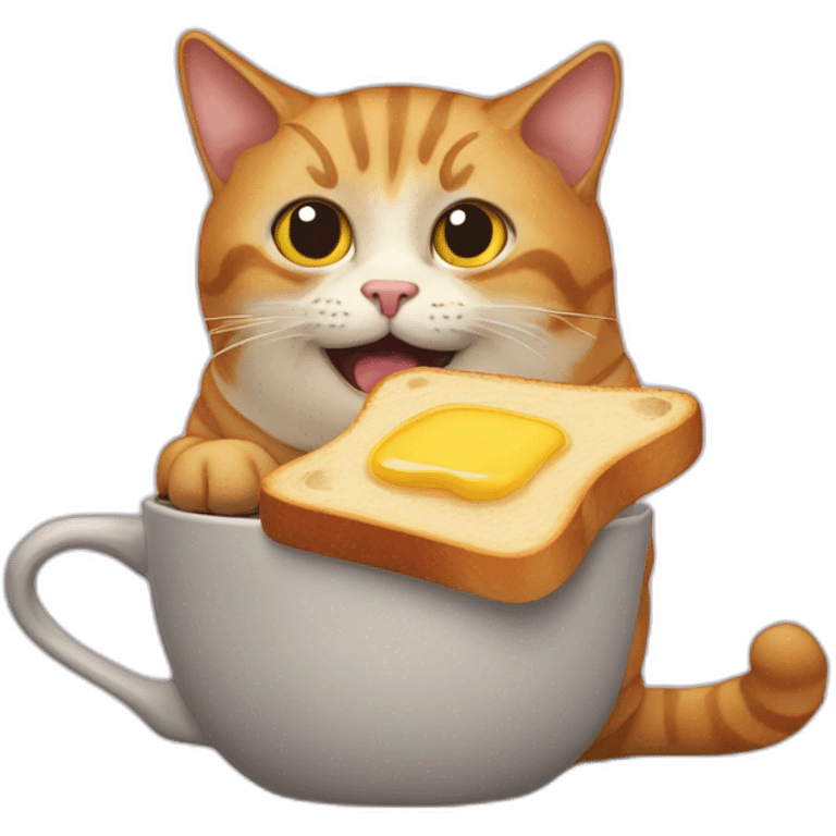 cat with a buttered toast securely tied to its back emoji