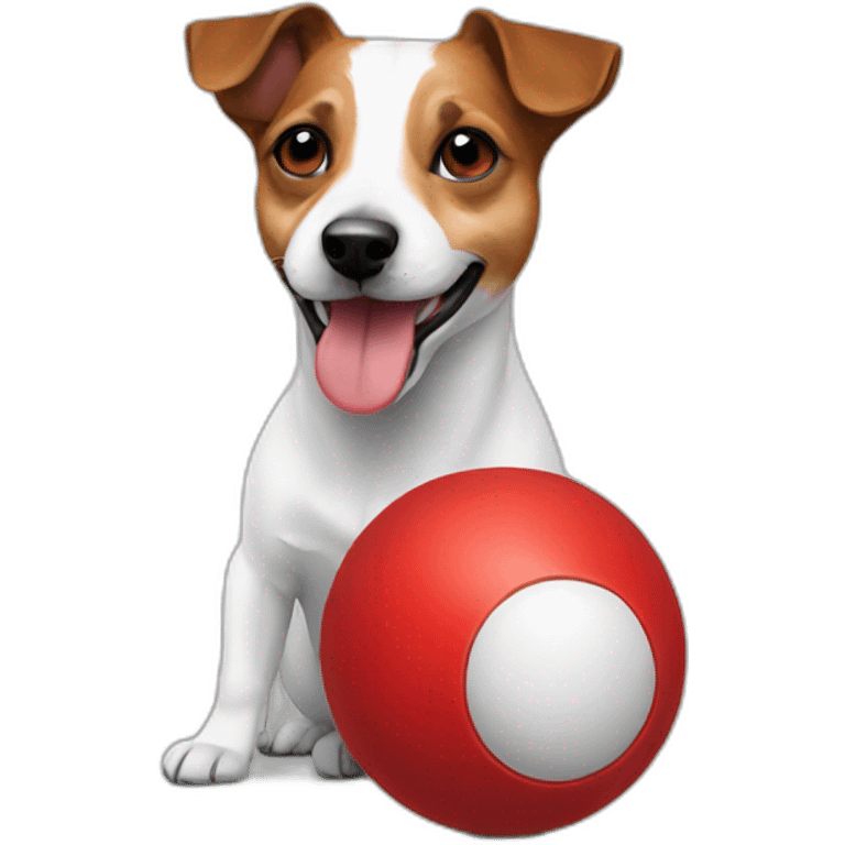 Jack Russell with red ball  emoji