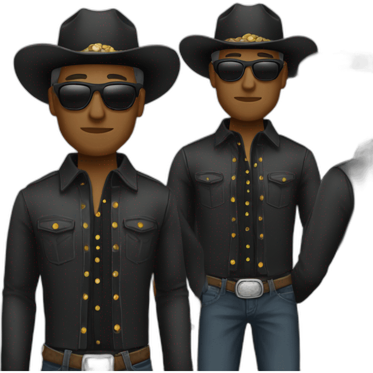 cowboy white man rounded sunglasses black clothes reverend emoji