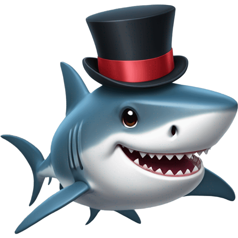 shark wearing tophat emoji