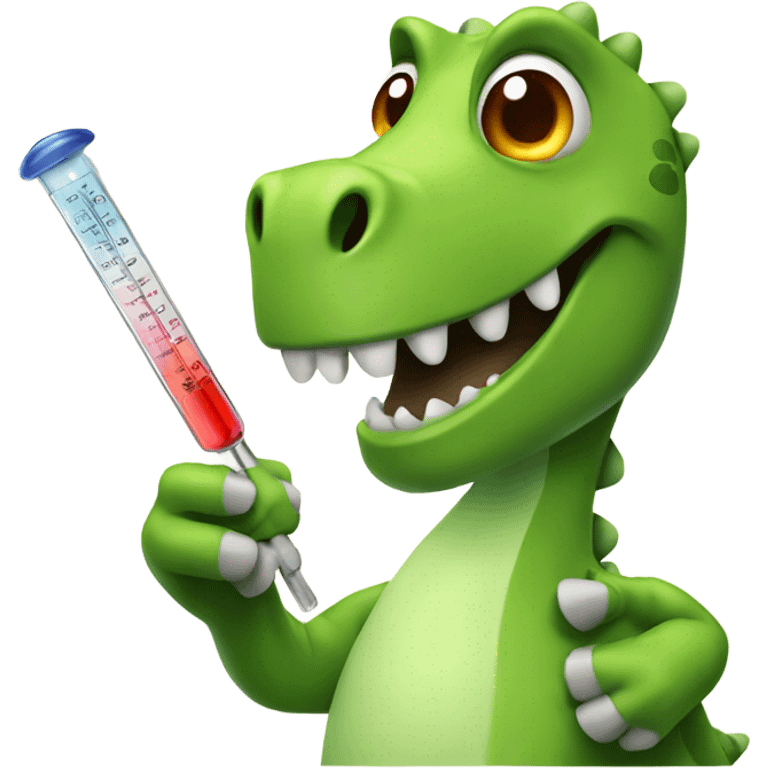 Fever dinosaur with thermometer emoji