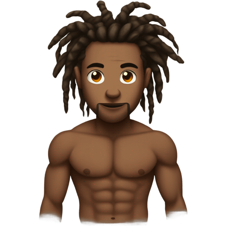 Flexing brown with tattoos and long dreadlocks  emoji