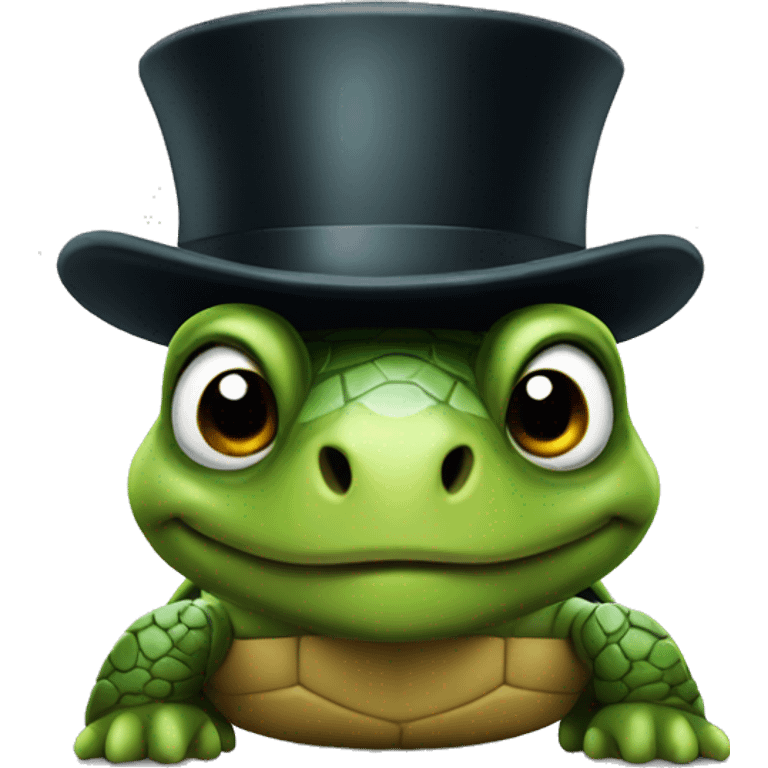 Turtle wearing top hat emoji